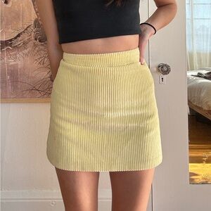 butter yellow mini corduroy skirt